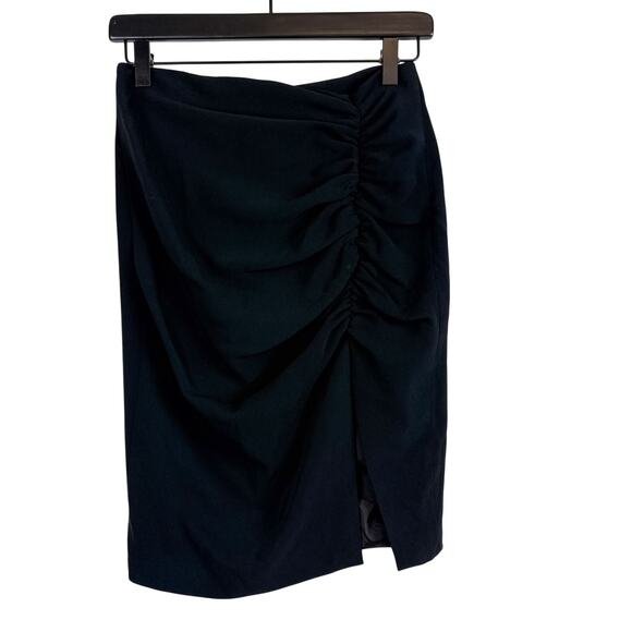 cinq a sept Dresses & Skirts - Cinq A Sept Ruched Mini Pencil Black Skirt w Slit - 0